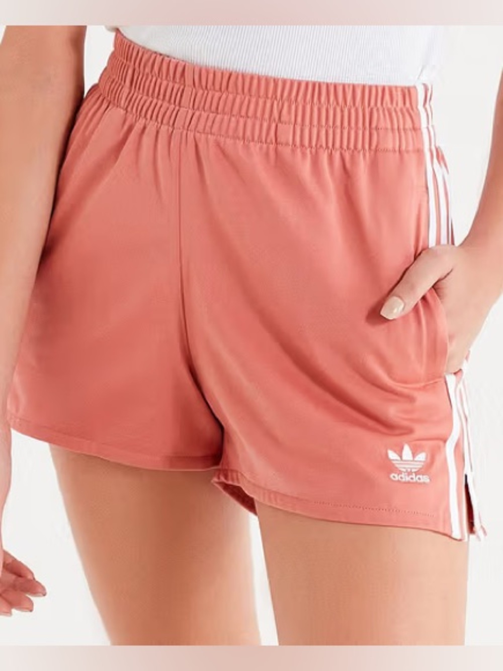 adidas Women’s Coral Athletic Shorts with White Stripes